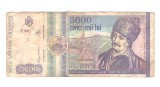 Bancnota 5000 lei martie 1992, circulata, uzata, prafuita