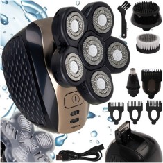 Aparat de ras electric, 6 capete, incarcare USB, IPX6, ergonomic, baterie 600 mAh, negru