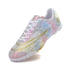 Ghete de fotbal copii Sky Wing 9703, cusute in varf, pentru teren sintetic, alb 34