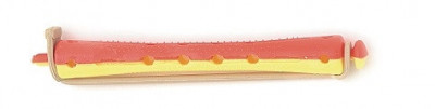 Set 12 bucati bigudiuri din plastic cu elastic pentru permanent GALBEN&amp;amp;ROSU 80 mm x grosime 8,5 mm foto