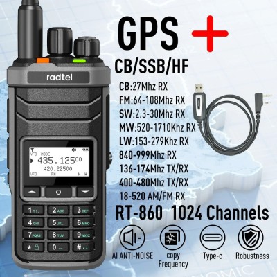Radio Radtel RT-860G cu GPS si bandă completă multiband CB AM USB LSB CW LW MW SW SSB HF UHF VHF foto