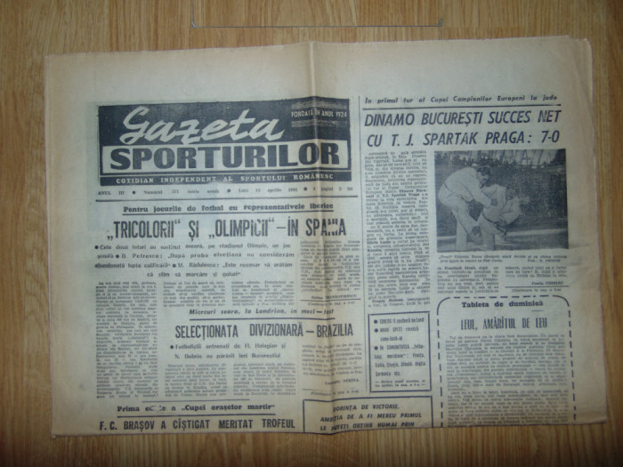 Ziarul Gazeta Sporturilor 15 Aprilie 1991