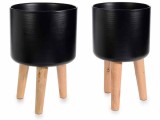 Cumpara ieftin Set 2 ghivece flori negru natur 28x42.5 cm, 24.5x41.5 cm