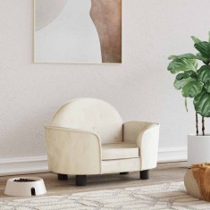 vidaXL Pat de c&acirc;ini, crem, 66x40x45 cm, catifea 171844