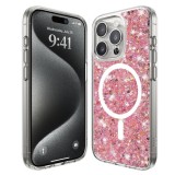 Husa pentru iPhone 15 Pro Max - Techsuit Sparkly Glitter MagSafe - Pink