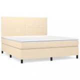 Cumpara ieftin Pat continental cu saltea, crem, 180x200 cm, textil