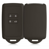 Husa Cheie Auto kwmobile pentru Renault/Dacia 4 Butoane - Keyless Go, Silicon, Negru, 48035.107