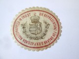 Rar! Ungaria timbru de control Compania de Asigurari D.K.K.P. Trieste reprezentanta pentru Ungaria circa 1915,dim:42 x 37 mm