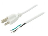 Cablu 3x18AWG NEMA 5-15, Mufă PVC 2m Alb, 10A 125V