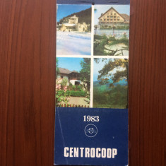 Calendar cu 13 carti postale CENTROCOOP 1983 RSR reclama turism romania anii '80