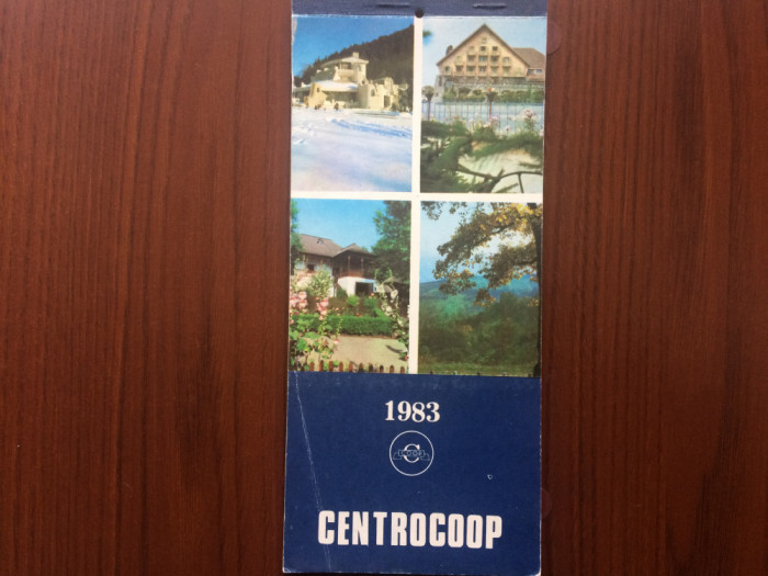 Calendar cu 13 carti postale CENTROCOOP 1983 RSR reclama turism romania anii &#039;80