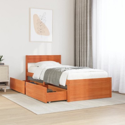 vidaXL Cadru pat fără saltea, maro ceruit, 75x190 cm, lemn masiv pin 846809 foto