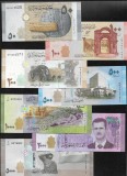Set Siria Syria 50 + 100 + 200 + 500 + 1000 + 2000 + 5000 pounds unc