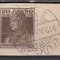 ROMANIA 1919 EMISIUNEA CLUJ SUPRATIPAR PE TIMBRELE KARL&amp;ZITA 1918 ESEU VALOAREA 20 BANI BRUN SUPRATIPAR AURIU/FRAGMENT STAMPILAT