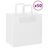 Pungi Hartie Albe cu Manere 26x17x25 cm, 50 buc vidaXL - Sacose Cadou, Cumparaturi, Petrecere, Restaurant, Kraft 80 g/mp, Max 7kg