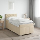 Cumpara ieftin Pat boxspring cu saltea cu benzi LED Crem 80 x 200 cm Tesatura