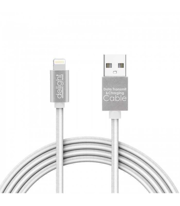 Cablu de date iPhone lightning 1m argintiu cu iluminare LED rosu