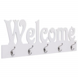Cumpara ieftin Cuier de perete WELCOME, alb, 74 x 29,5 cm