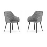 Set 2 scaune bucatarie/living, Artool, Nugat, catifea, metal, gri si negru, 58x54.5x91 cm GartenVIP DiyLine