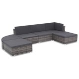 Cumpara ieftin Gossi set mobilier de gradina cu perne, 6 piese, gri, poliratan