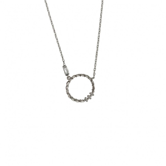 Colier argint 925, cerc rasucit cu zirconii 41 cm