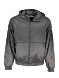 Cumpara ieftin Jachetă matlasată cu 2 buzunare exteriaore, cu gluca, logo, negru, M