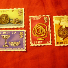 Serie Jersey 1973 - 100 Ani Soc. Jersey de obiecte de arta si Bijuterii , 4 val.