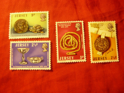 Serie Jersey 1973 - 100 Ani Soc. Jersey de obiecte de arta si Bijuterii , 4 val. foto