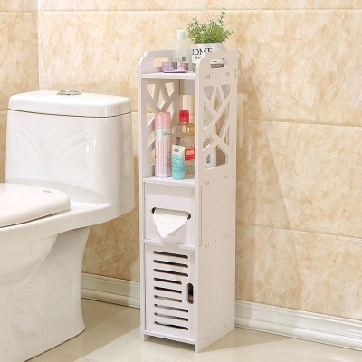Dulap de baie, cu suport pentru hartie, dimensiuni 80x20x18cm, usor de instalat si demontat, din MDF, alb foto