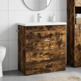Cumpara ieftin Set de mobilier pentru baie Stejar fumuriu 81 x 40 x 84,5 cm