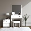 Masa Toaleta Machiaj Oglinda + Taburet si Comoda Elegance Nice, 65x139x35 cm, Alb
