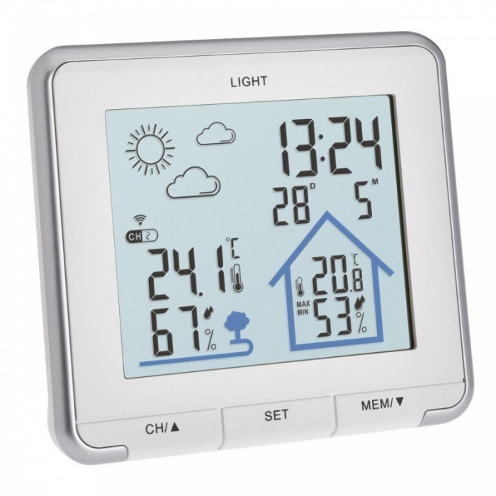 Statie meteo wireless Life Tfa, raza actiune 60 m, ecran iluminat, plastic, Alb