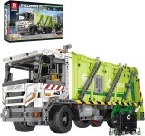 Cumpara ieftin Set construcție camion de gunoi tehnic Reobrix RC, vehicul de salubritate cu sistem de compactare, 22022, 14+