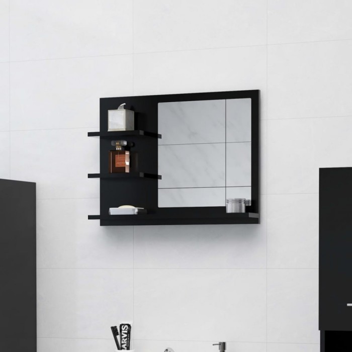 vidaXL Oglindă de baie, negru, 60 x 10,5 x 45 cm, PAL 805007