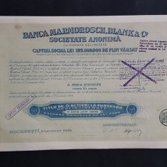 Actiune 1920 banca Marmorosch , Blank & Co , titlu 5 actiuni la purtator