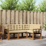 vidaXL Set de canapele de exterior cu pernă 4 pcs Natural și Bej 3368624