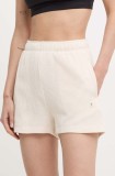 Champion pantaloni scurti femei, culoarea bej, neted, high waist, E10012