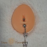 Piercing argintiu lung de buric din aliaj de zinc - 7 cm, tija groasa