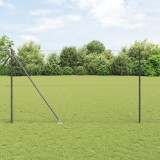 Gard hexagonal vidaXL Gri 1,6x10 m Oțel, St&acirc;lpi de gard vidaXL cu v&acirc;rf 7 buc &Oslash;32 mm 180 cm Oțel galvanizat