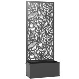 Outsunny Jardinieră cu spalier, ladă pentru flori, cu paravan, pentru plante cățărătoare, metal, 45 x 21,5 x 110 cm, negru | Aosom Romania