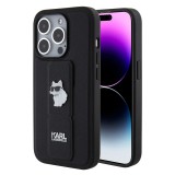 Husa originala iPhone 15 Pro Karl Lagerfeld Saffiano Gripstand, Choupette Pins, KLHCP15LGSACHPK