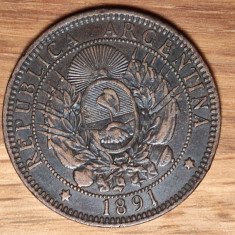 Argentina - moneda de colectie - 2 centavos 1891 - bronz - stare exceptionala !