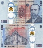 ROMANIA 100 lei 2026 (Eugeniu Carada) polymer + PLIANT + PLIC BNR UNC!!!