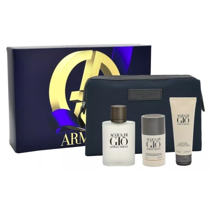 Giorgio Armani Acqua di Gio Set cadou pentru bărbați EDT 100 ml + gel de duș 75 ml + deodorant stick 75 ml + trusă de toaletă