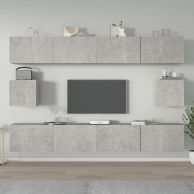 Gossi set dulap tv, 6 piese, gri beton, lemn prelucrat foto