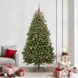 vidaXL Brad de Crăciun artificial Verde 210 cm PVC și Metal 3395702