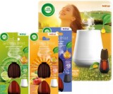 Set 3 rezerve + difuzor de parfum cu uleiuri esentiale odorizant de camera Air Wick Aroma Mist, Fericire, Good Night si Rejuvenate, 20 ml