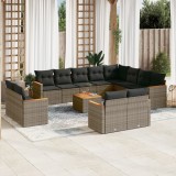 vidaXL Set mobilier de grădină cu perne, 13 piese, gri, poliratan