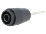 Conector banană 4mm soclu 25A 1kV negru nichelat pentru PCB