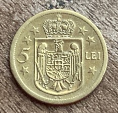 C10 211 - Moneda foarte veche - Romania - 5 lei 1930 varianta cu literele KN